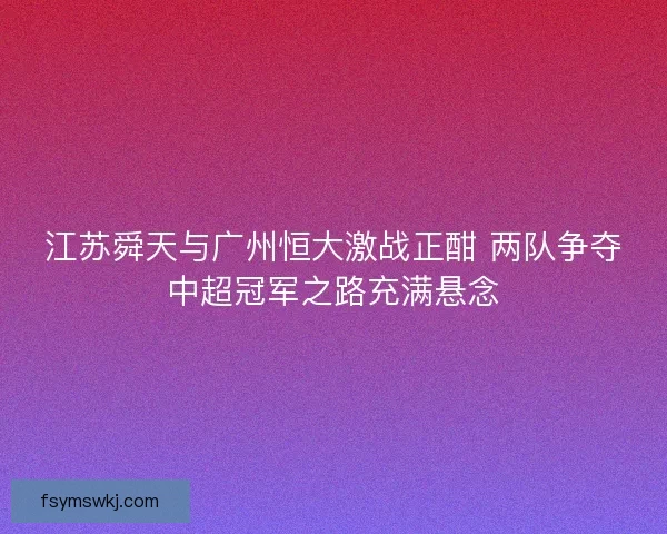 江苏舜天与广州恒大激战正酣 两队争夺中超冠军之路充满悬念 江苏舜天与广州恒大激战正酣 两队争夺中超冠军之路充满悬念