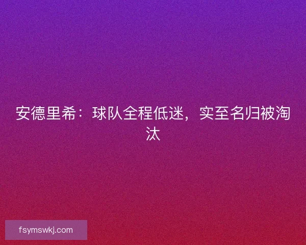 安德里希：球队全程低迷，实至名归被淘汰