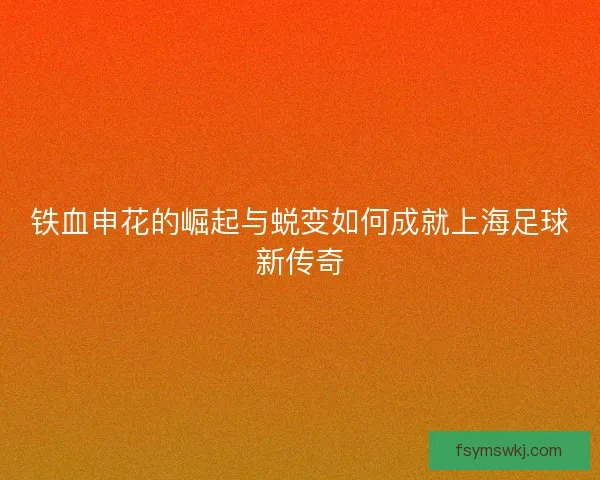 铁血申花的崛起与蜕变如何成就上海足球新传奇 铁血申花的崛起与蜕变如何成就上海足球新传奇